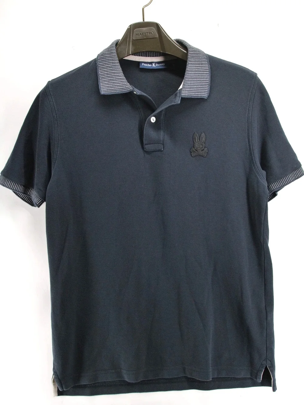 Psycho Bunny Mens Polo Shirt Size 5 Med Black Pima Cotton Golf Polo Short Sleeve